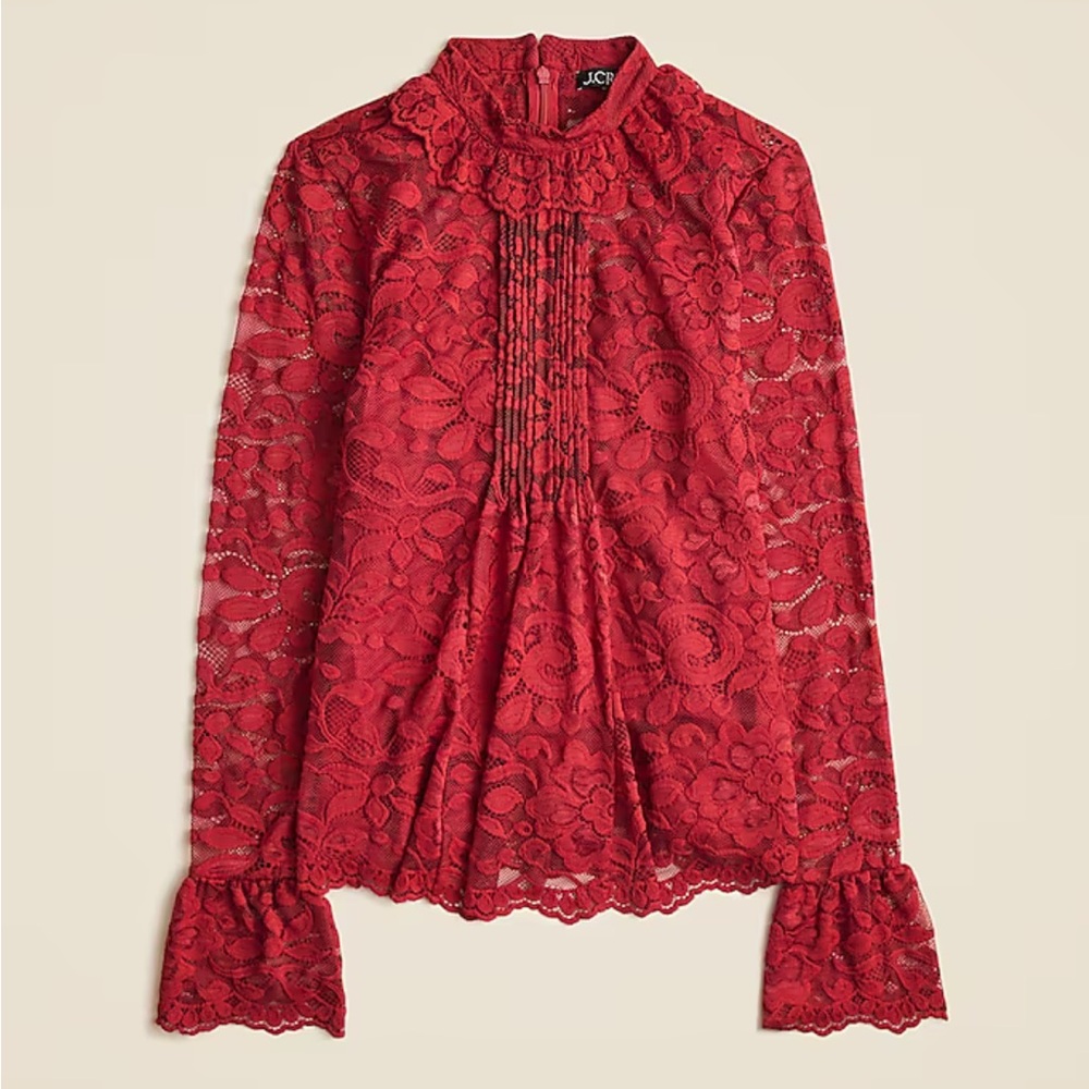 J.Crew Lace mockneck top in berry sangria